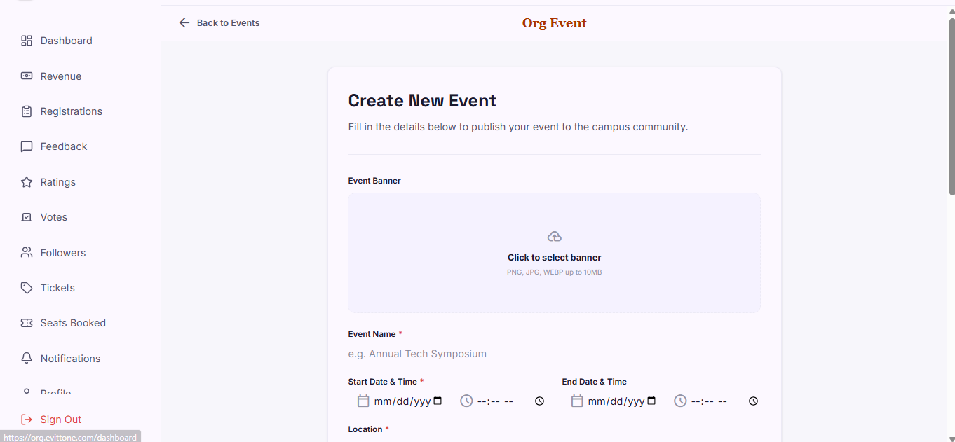 Creating an event on Evittone, step by step