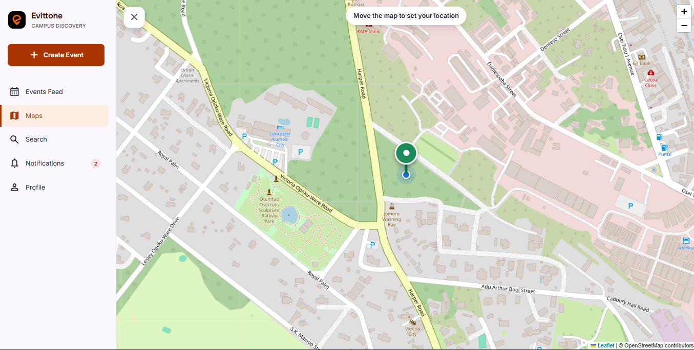 Filtering the Evittone map by category, date, price, and location