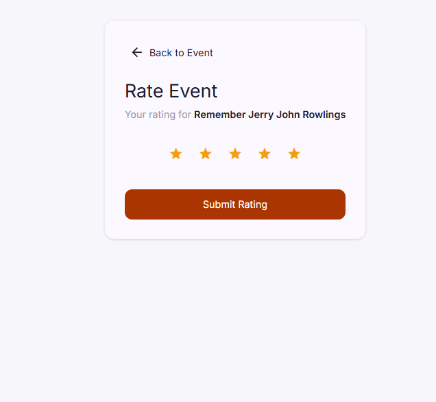 Attendee ratings and feedback on an Evittone event